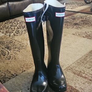 Hunter Glossy Black Rain Boots